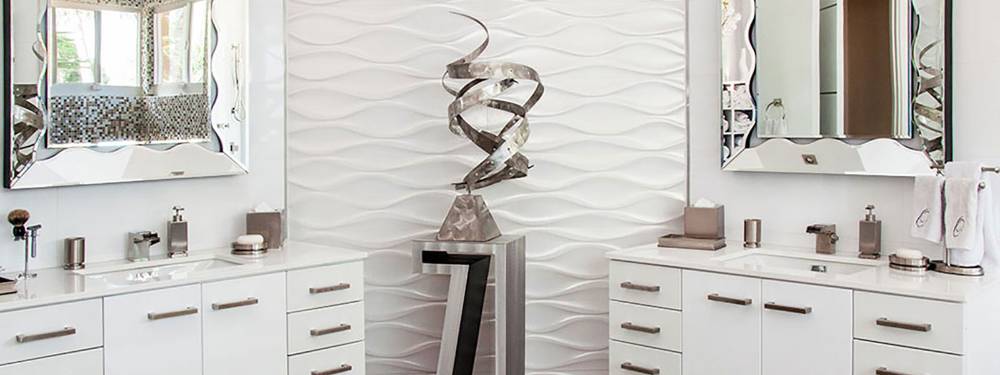Modern white custom-made cabinets in glossy white
